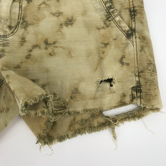 Free People Shorts Distressed Green Tie Dye - Picture 3 of 7
